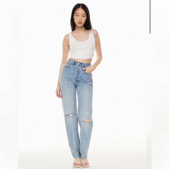 Denim Forum Denim - Denim Forum High-Rise Light Blue Distressed Jeans